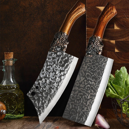 Multi-Piece Kitchen Knife Set with Stainless Steel Labels in Black Three-Piece or Brown Seven-Piece Options