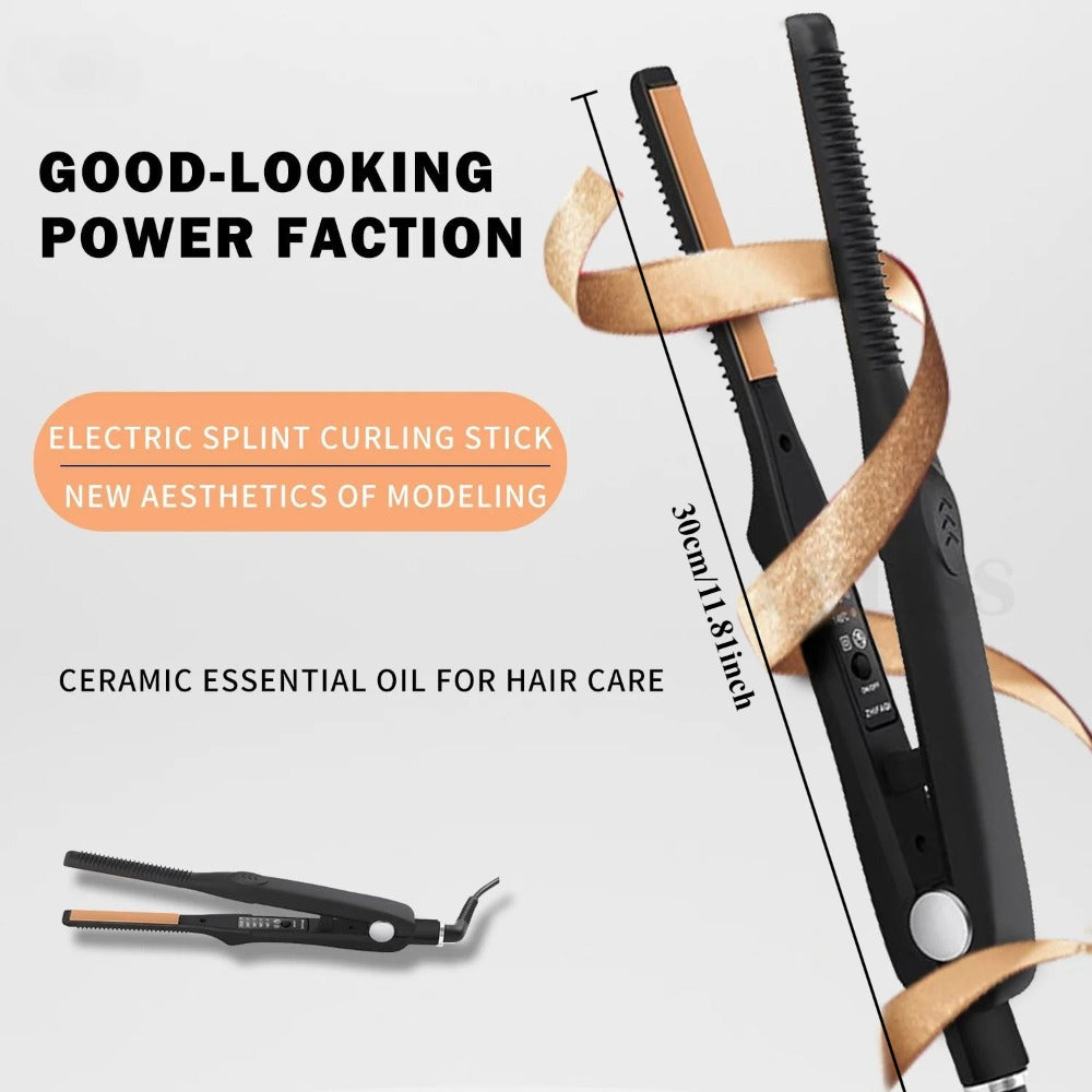 Root Crimper and Straightener Hair Styling Tool with Four Temperatures and Ceramic Plates in Black