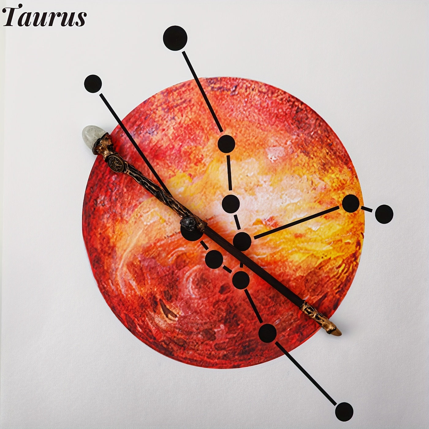 Zodiac-Themed Decorative Wand with Resin and Stone-Look Accents, Gift Box and All Twelve Sign Variants