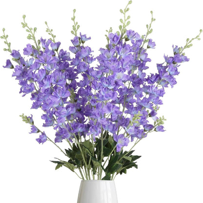 Artificial Flowers Eight-Piece Delphinium Larkspur Set with 33.5-Inch Silk Stems in 11 Colors