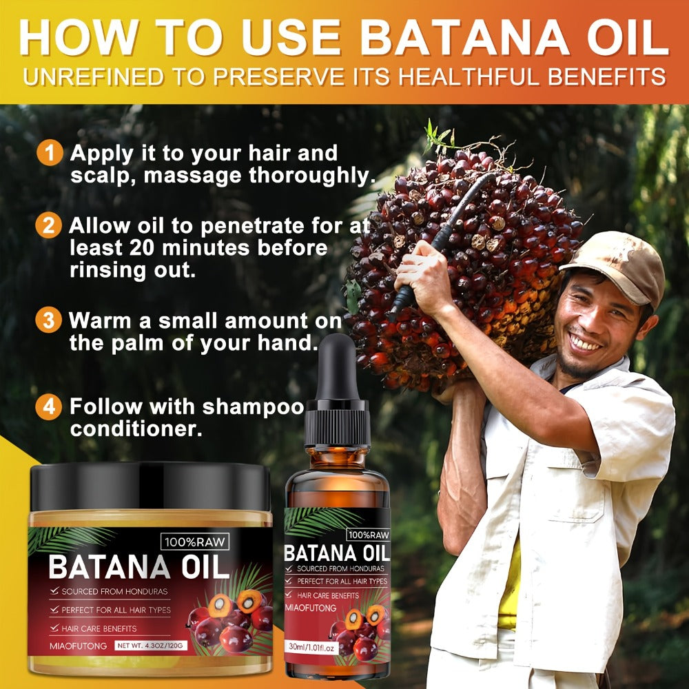 Two-Pack Pure Honduran Batana Hair Oil Set for Daily Scalp and Dry Hair Care Routines at Home