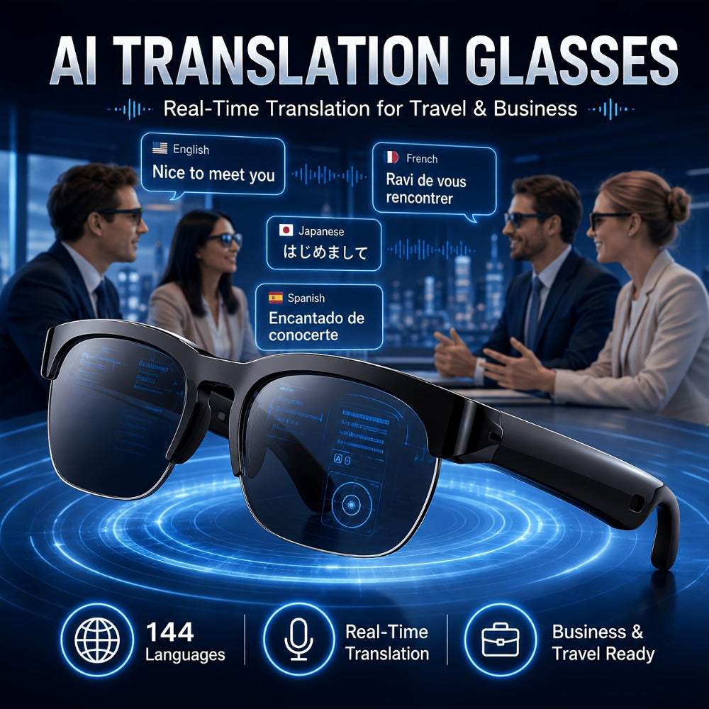 Smart Glasses Open-Ear Audio Gift Set with Bluetooth Calls, Music, Translation and Included Carrying Case