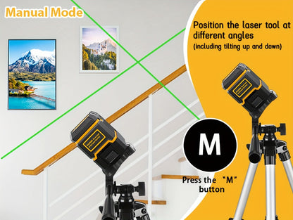 Yellow-and-Black Cross-Line Laser Level Set with Silver Tripod and Single Style Checkout Pictured