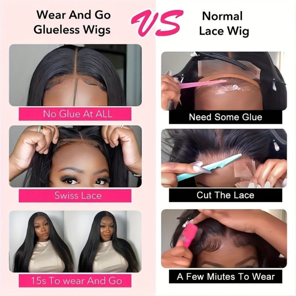 4x4 Lace Closure Straight Human Hair Wig in Natural Black with 12, 22 or 28 Inch Options for Women