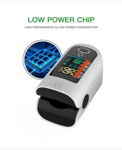 Two-Piece Fingertip Pulse Oximeter Set with Color Display in Black or Blue Checkout Options
