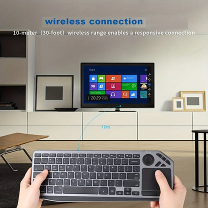 Touchpad Wireless Keyboard 2.4G Dual Mode – Backlit Multimedia Hotkeys, Type-C Rechargeable, All-in-One Remote for Smart TV, Android TV Box, Tablet, PC & Computer | Deep Grey