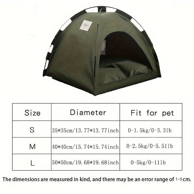 Fern-Green Dome Pet Tent with Folding Fabric Shell, Interior Mat and Three Square Size Options