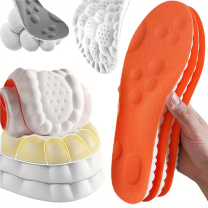 Three-Pair 4D Foam Shoe Inserts in Gray or Orange with Five EU Size Options for Everyday Footwear