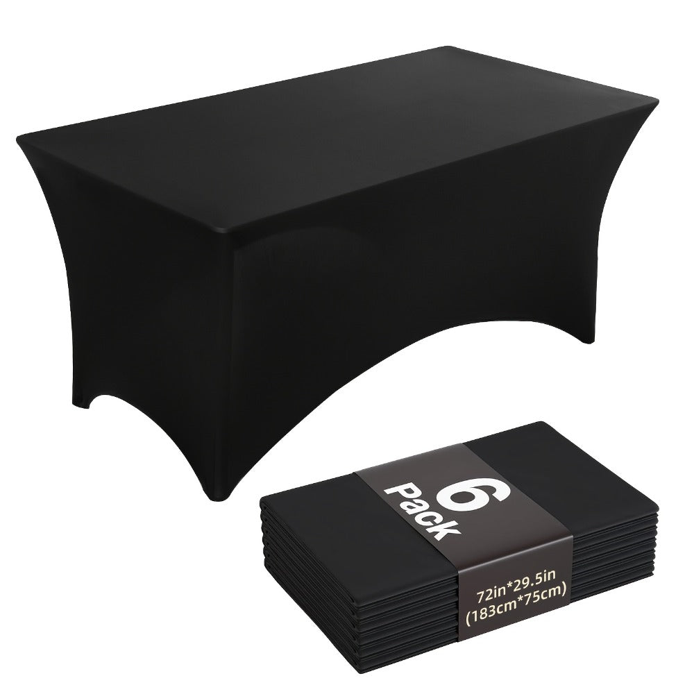6 Pack Spandex Table Covers for 6ft Rectangular Tables – Fitted Stretch Tablecloths Wrinkle Resistant Washable Reusable for Wedding Party Banquet