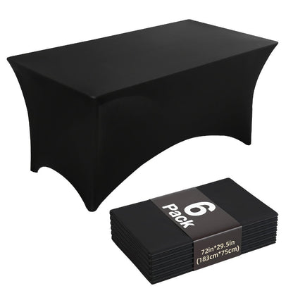 6 Pack Spandex Table Covers for 6ft Rectangular Tables – Fitted Stretch Tablecloths Wrinkle Resistant Washable Reusable for Wedding Party Banquet
