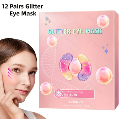 Glitter Under-Eye Patch Set with Pink, Purple and Gold Crescent Pads in a 12-Pair Checkout Pack