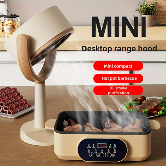Oil Smoke Extractor Fan Portable Mini USB Rechargeable | Foldable Grease Catcher Smoke Absorber for BBQ Hot Pot Teppanyaki Indoor Kitchen Camping Outdoor Cooking | High Suction Easy Clean | White