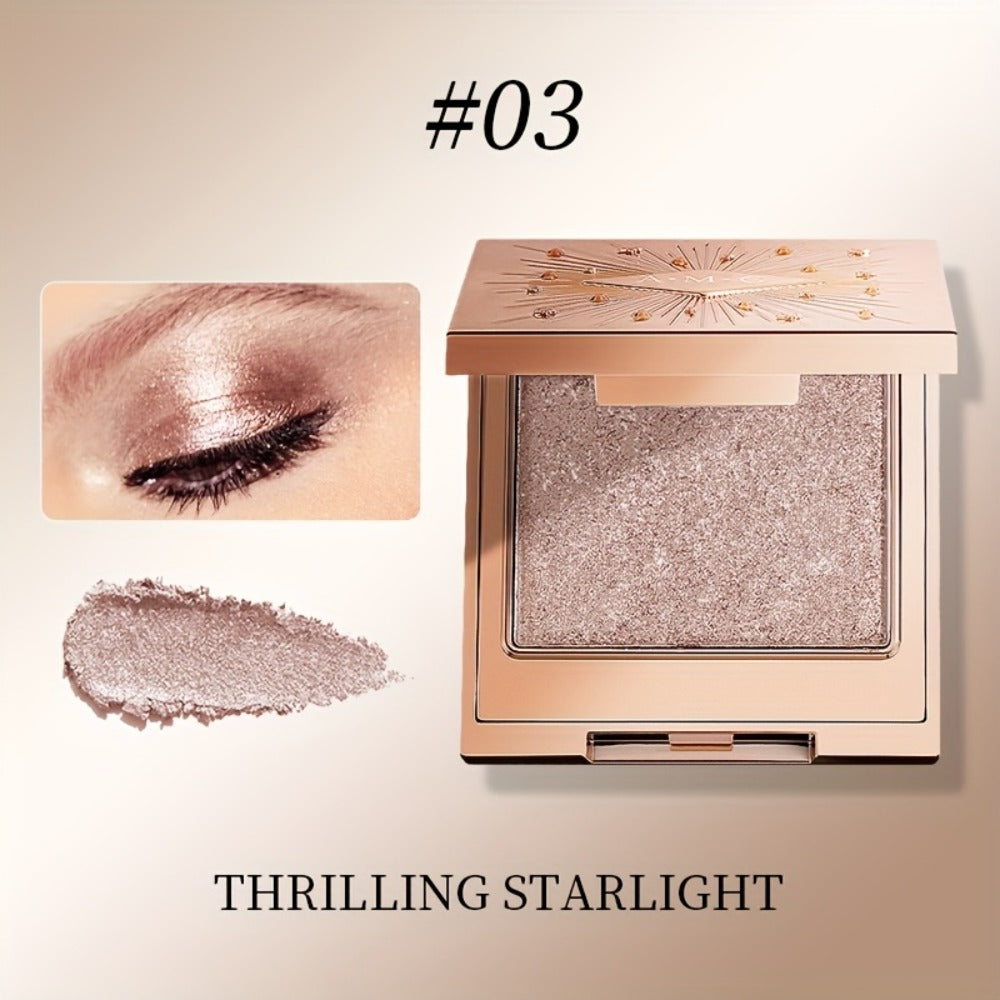Shimmer Eyeshadow Palette 5 Shades Glowing Waterproof Creamy Blendable Formula with Built-in Mirror - Luxury Packaging Radiant Finish Starlight Tea Brown Eye Makeup Gift Women