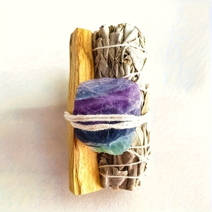 Natural White Sage and Random Crystal Decor Set for Meditation Spaces, Displays and Seasonal Gifts