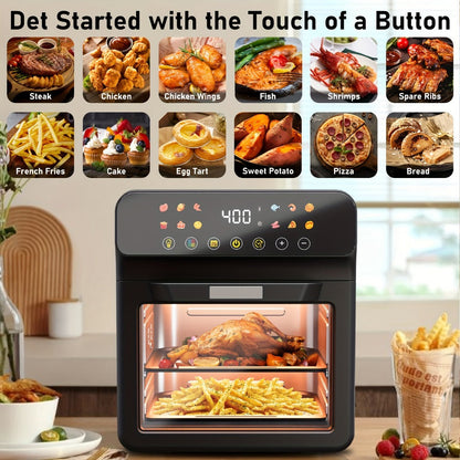 12Qt Air Fryer Convection Oven with Viewing Window, Touchscreen Panel, 12 Function Icons and Two Colors