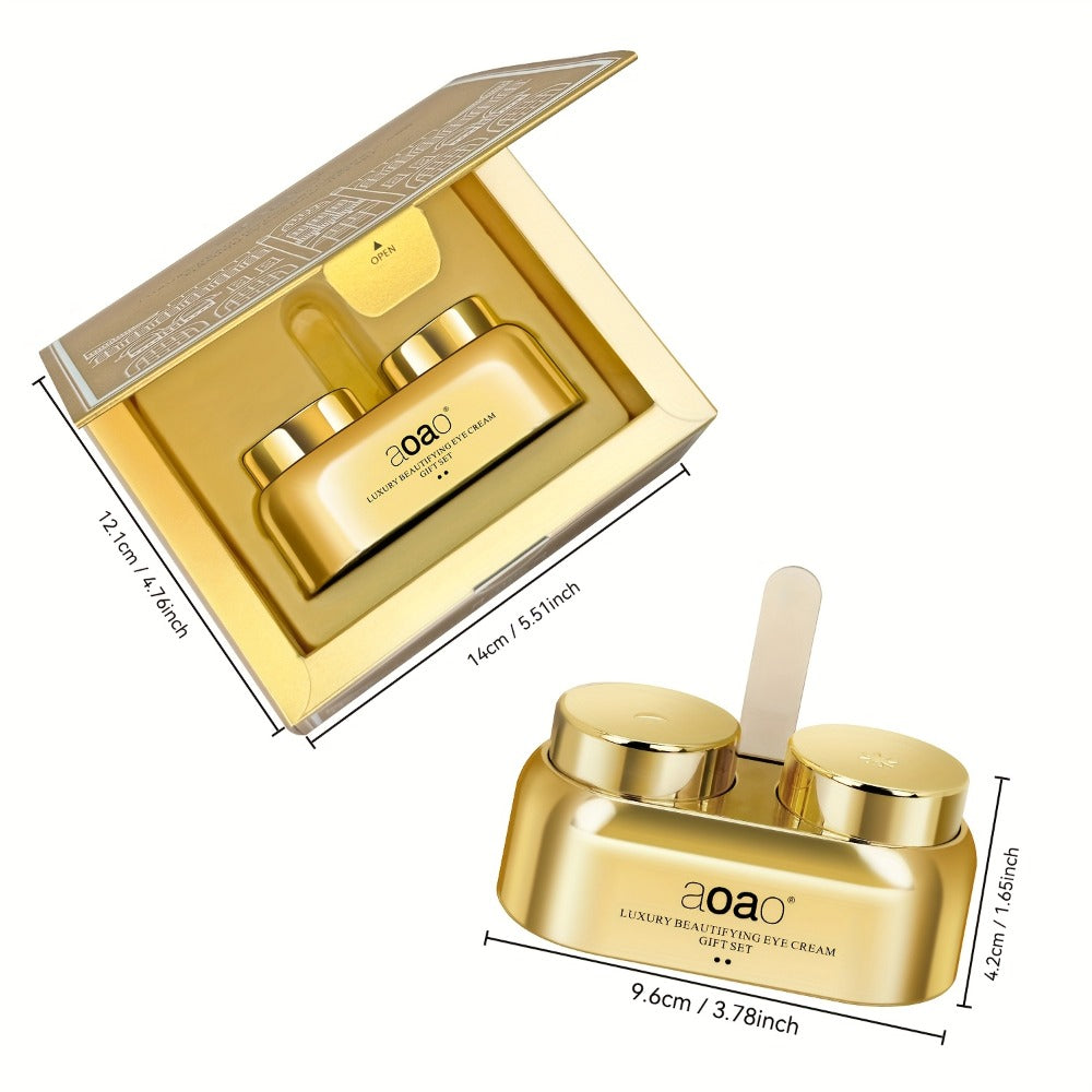 aoao Day and Night Eye Cream Two-Piece Set with Separate 18g Gold-Tone Cosmetic Jar Containers