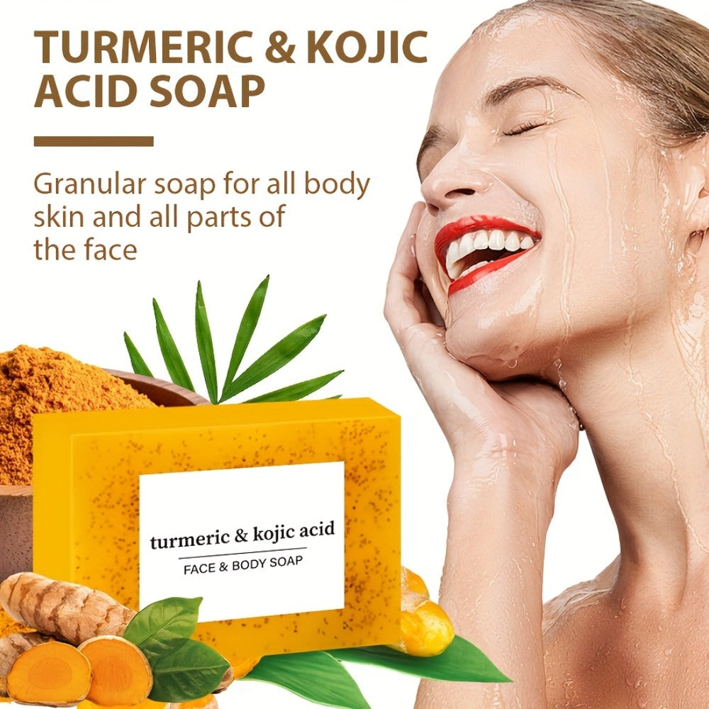 Handmade Turmeric Lemon Soap Bar Set Natural Exfoliating Face Body Cleansing Oil Control Alcohol Free with Lathering Screens 6 / 12pcs