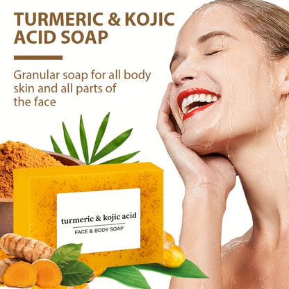 Handmade Turmeric Lemon Soap Bar Set Natural Exfoliating Face Body Cleansing Oil Control Alcohol Free with Lathering Screens 6 / 12pcs