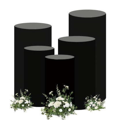 Party Decorations Five Stretch Fabric Cylinder Stand Covers in White or Pink with S–XXL Sizes