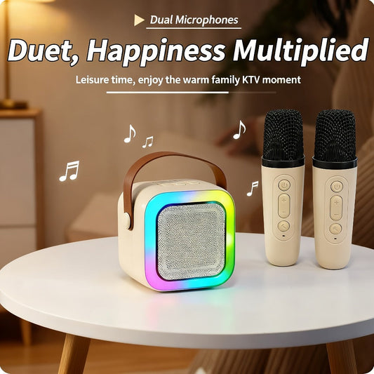 Karaoke Speaker Set with 2 Wireless Microphones & 1200mAh Battery – 3-Piece Portable KTV Party Bundle, Perfect Gift for Family Gatherings, Birthdays & Friends