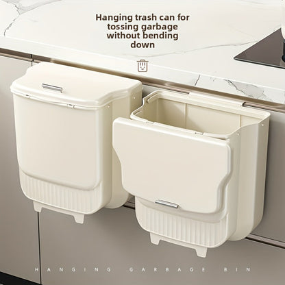 Collapsible 1.85-Gallon Trash Can with Lid for Wall Mount, Cabinet Door Hanging or Floor Placement