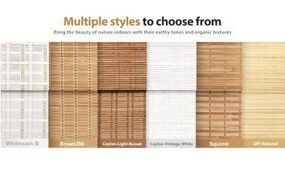 Woven Bamboo Roman Window Shade in Six Exact Color Names, 60-Inch Height and Widths from 23 to 48 Inches