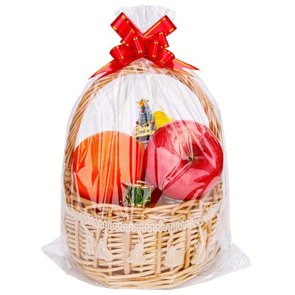 Fifty-Pack Clear Cellophane Gift Basket Bags, 18 x 30 Inch Large Transparent Wrapping Sleeves
