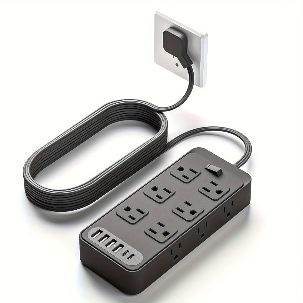 Power Strip 18-in-1 with 12 AC Outlets, 6 USB Ports, Master Switch and 5- or 10-Foot Cord Options