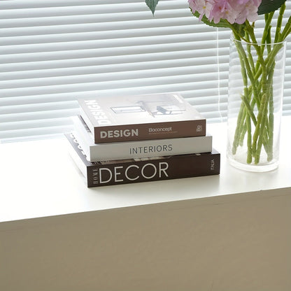 Three-Piece Nordic Faux Book Decor Set with Interiors, Design and Decor Covers for Shelf Styling