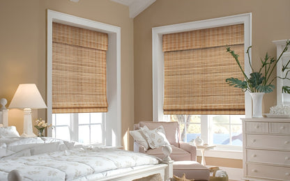 Woven Bamboo Roman Window Shade in Six Exact Color Names, 60-Inch Height and Widths from 23 to 48 Inches