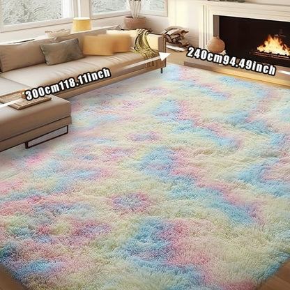 Rectangular Shaggy Area Rug with Four Color Labels and 24 x 35.8-Inch to 94.49 x 118.11-Inch Sizes