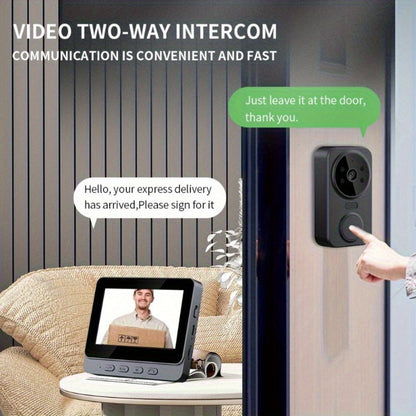170° Wide Angle Video Doorbell Camera 1080P with 4.3" HD Monitor - No WiFi No App No Subscription, 850nm Night Vision, USB-C Rechargeable, 128GB SD Card Option, Two-Way Audio