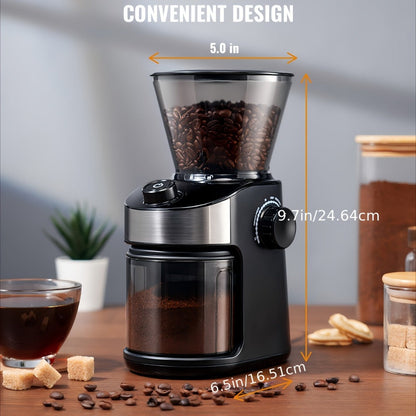 Burr Coffee Grinder Electric Automatic | 25 Precise Grind Settings | 40-Second Digital Timer | Adjustable Burr Mill | Consistent Grind for Espresso Drip French Press | Black Coffee Grinder