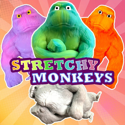 Stretchy Gorilla Fidget Toy Squeeze Monkey – Sensory Stress Relief Squishy Monkey with PVA Sponge Fill, Kids Party Favor Gift for Christmas Halloween Easter Basket Stuffers