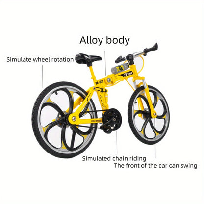 Diecast Mountain Bike Model 1:8 Scale Alloy Foldable Miniature Bicycle Figurine for Home Office Desk Decor