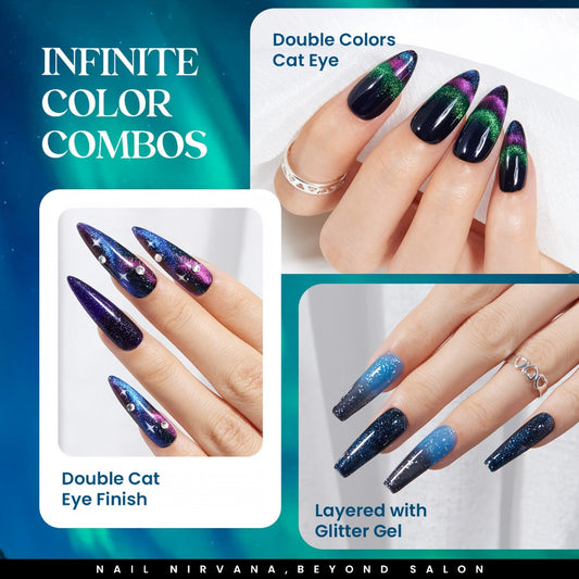 Cat Eye Gel Nail Polish Kit 24pcs — 20 Color Changing Glitter Shades with Base Coat Glossy & Matte Top Coat | Beetles Cosmic Mirage Soak Off LED Nail Art Complete Set | Holiday Birthday Gift for Women