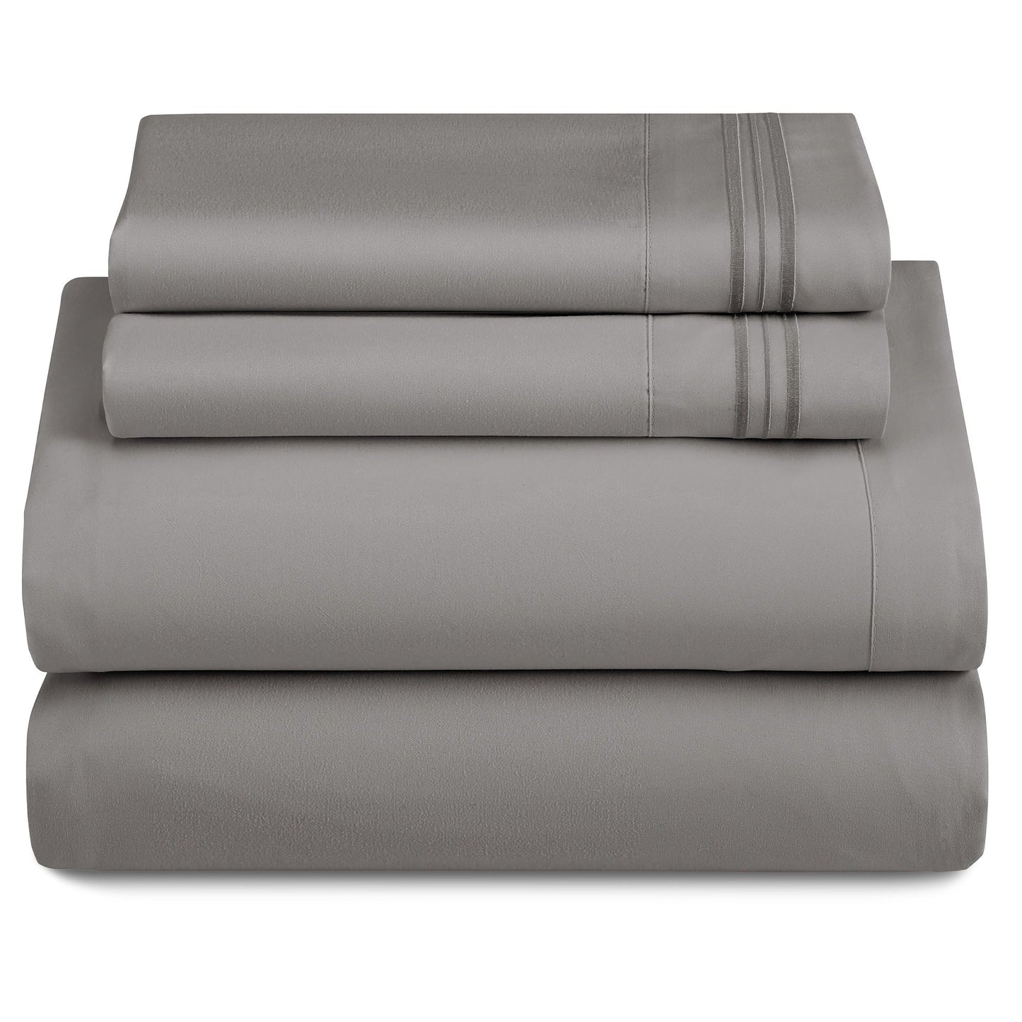 Bed Sheet Set 1800-Series Microfiber with Six Fitted-Sheet Sizes and Twenty Solid Color Choices