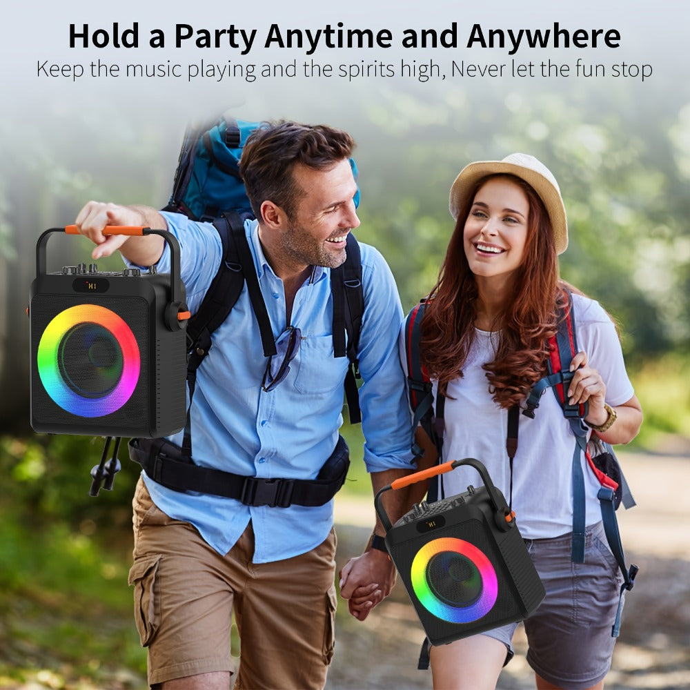 JYX T19-T Karaoke Machine for Adults with 2 Microphones & RGB Light Show - Wireless Bluetooth Speaker, Live Streaming Function, Home Party KTV System, Christmas Birthday Gift for Family Friends