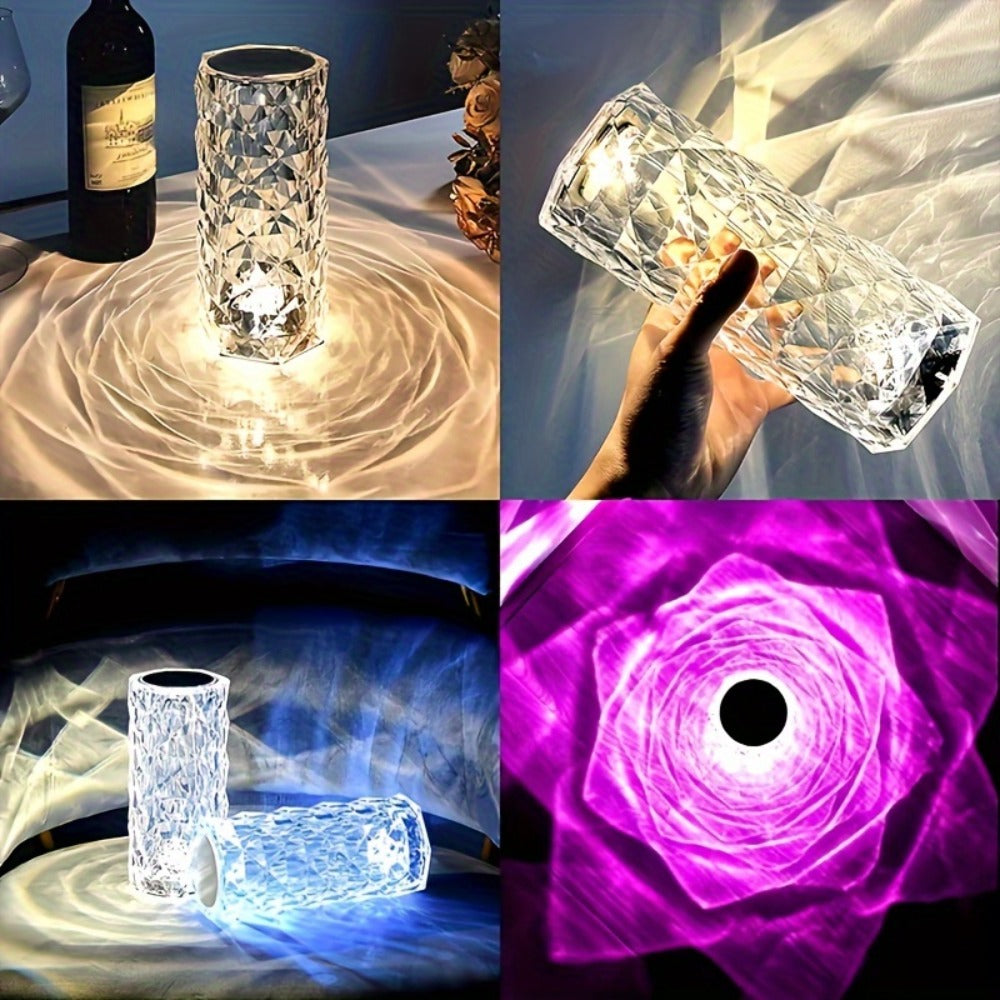 6.2-Inch Crystal-Style LED Table Lamp with 16 Colors, Touch Control, Remote and USB Power Lead