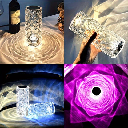 6.2-Inch Crystal-Style LED Table Lamp with 16 Colors, Touch Control, Remote and USB Power Lead