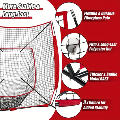 7 x 7 ft Baseball Training Net Set with Batting Tee, Ball Caddy, 12 Practice Balls and Carry Bag