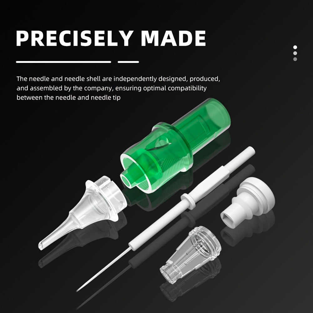 Disposable Tattoo Needles 20pcs Mixed Set RL RS M1 C-M — Multi-Gauge High Transparency Cartridge, Lasting Sharpness, Ample Ink Capacity, for Professional Artists & Beginners