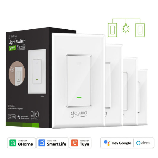 3-Way WiFi Smart Light Switch – Gosund Single-Pole & 3-Way Wall Switch, Works with Alexa & Google Home, Schedule, Timer, Voice & App Control, No Hub, Neutral Wire Required, FCC Certified (1/2/4 Pack)