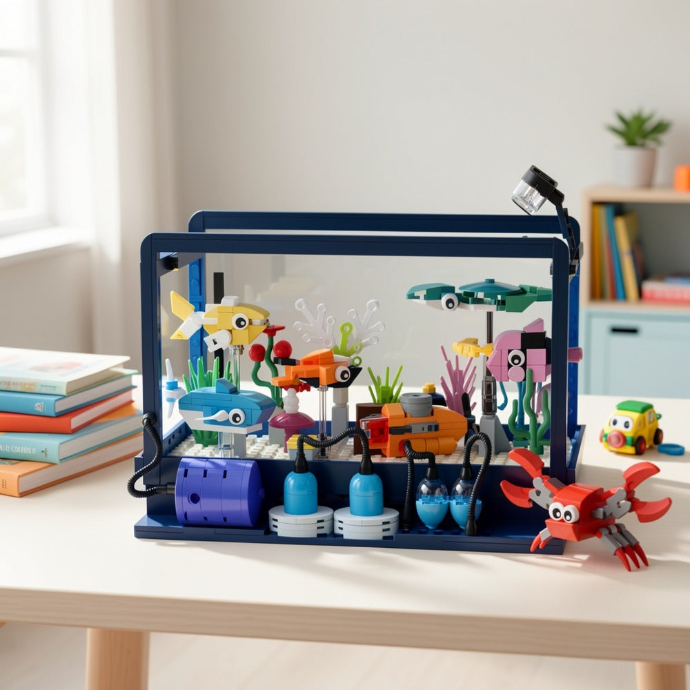 501-Piece Ocean Aquarium Building Block Set LC8059 with LED Light and Marine Life Display Scene