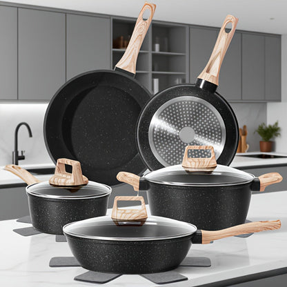 Pots and Pans Set 12-Piece Non-Stick Kitchen Cookware – Complete Cooking Set with Frying Pan | Durable Even-Heating Non-Stick Coating | Available in Black & White | Home Kitchen Essentials