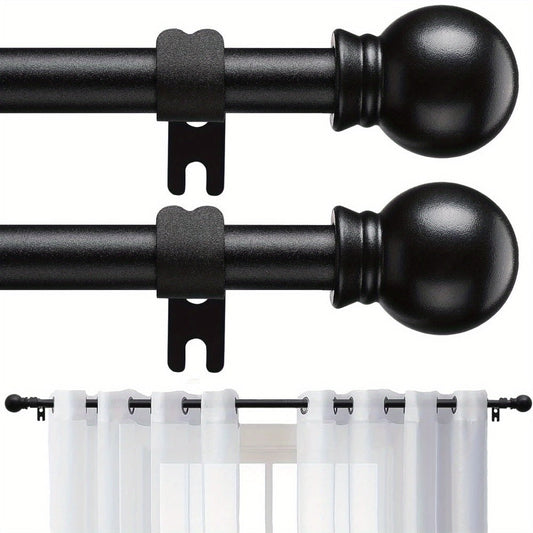 Curtain Rods 2 Pack Matte Black Adjustable 28 to 95 Inch | 5/8 Inch Stainless Steel Extra Long Window Curtain Rod Set for Living Room Bedroom Bathroom Kitchen | Multiple Sizes Available