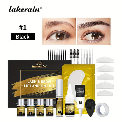 Lash Lift Kit & Brow Lamination Tint Set — 2-in-1 Eyelash Perm & Eyebrow Lamination with Black Brown Tint Dye, 4-6 Week Long-Lasting Results, DIY Home or Salon Use, Complete Beauty Kit for Women