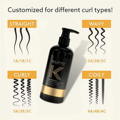 Curl Defining Cream with Detangling Brush Set 10.14 oz — Anti-Frizz Curl Enhancer, Long-Lasting Bouncy Curls, Non-Sticky Lightweight Hold, Salon Quality for Curly Wavy & Coily Hair, Women & Men