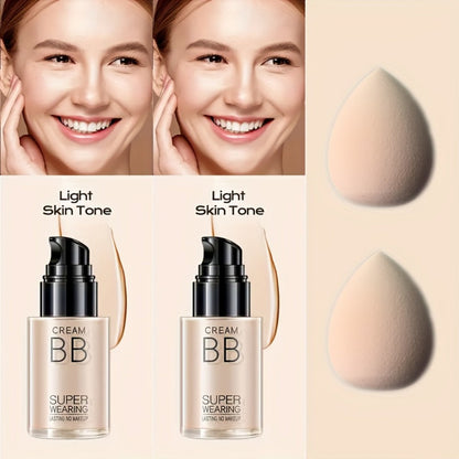 BB Cream Setting Powder Set 2 Pcs with Tools Concealer Oil Free Matte Face Makeup for Women, for Makeup, Travel and Everyday Vanity Use
