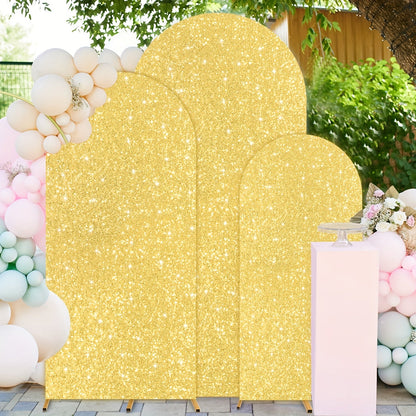 Three-Size Wedding Arch Cover Set for 4, 5 and 6-Foot Frames in Nine Metallic Sequin Color Options